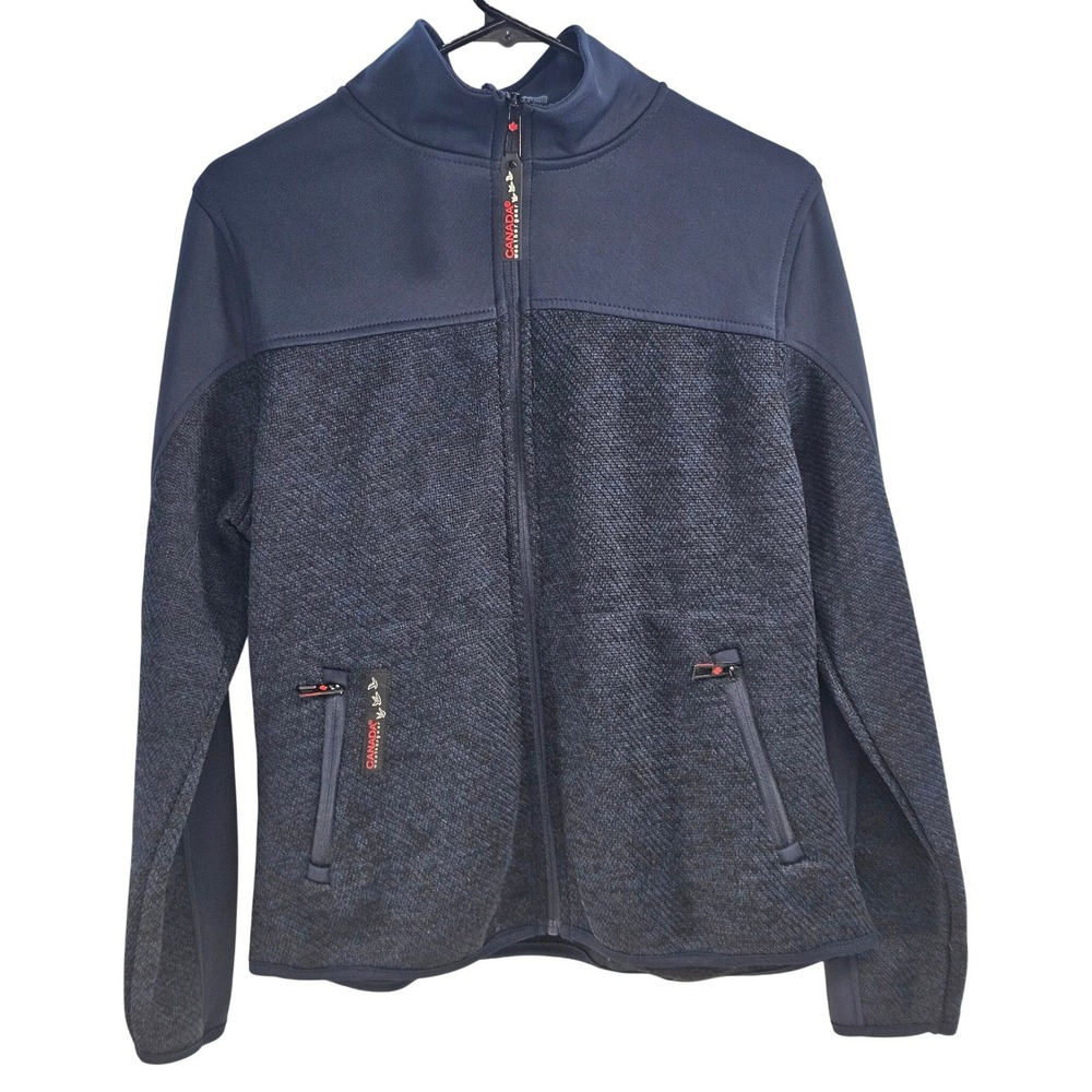 Canada Weathergear Women's Full Zip Fleece Jacket Blue Textured L‎ G
